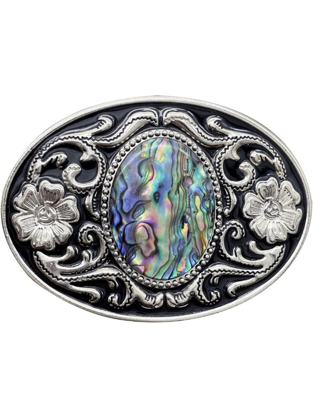 Unisex A-abalone Vintage American Western Cowboy Turquoise Stone Belt Buckle